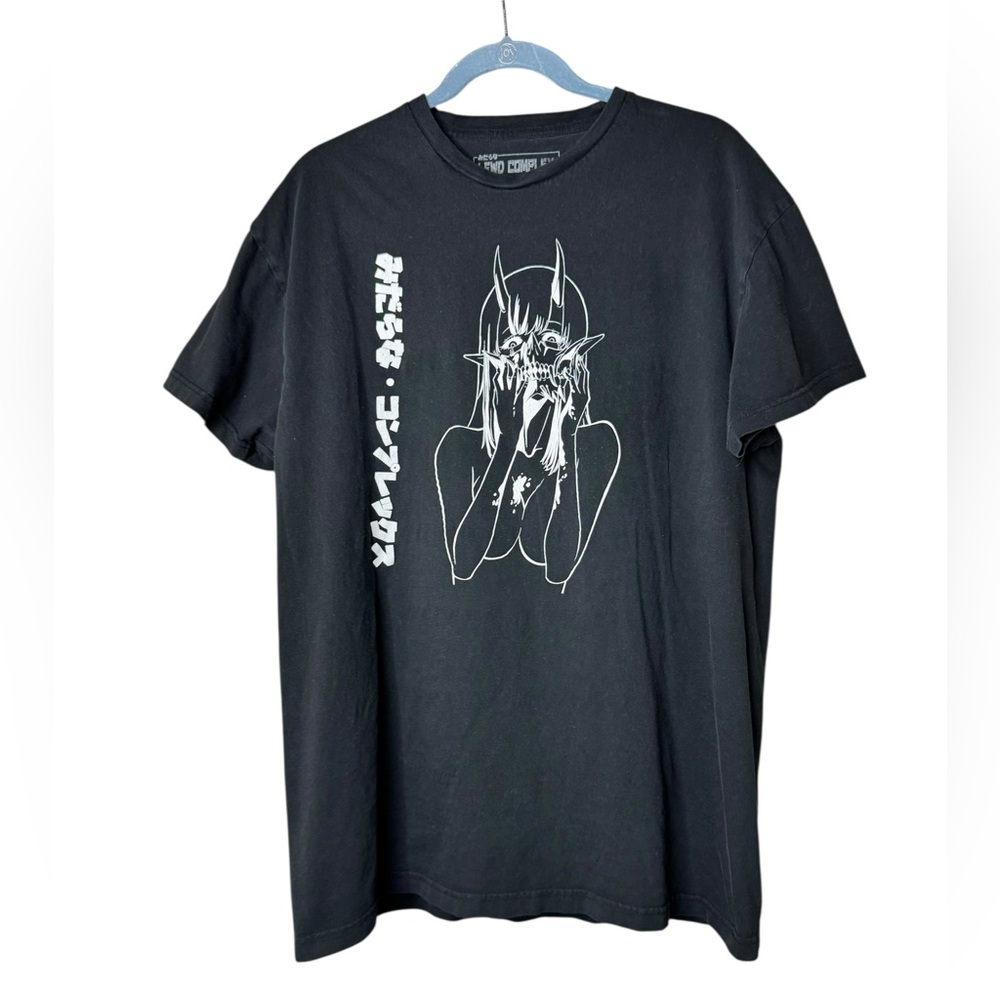 Lewd Complex T-Shirt with white anime graphic and Japanese characters